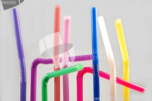 Image of many color cocktail straws isolated on white