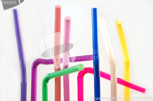 Image of many color cocktail straws isolated on white