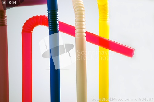 Image of many color cocktail straws isolated on white