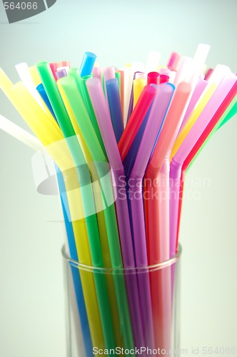 Image of many color cocktail straws isolated on white