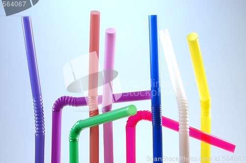Image of many color cocktail straws isolated on white