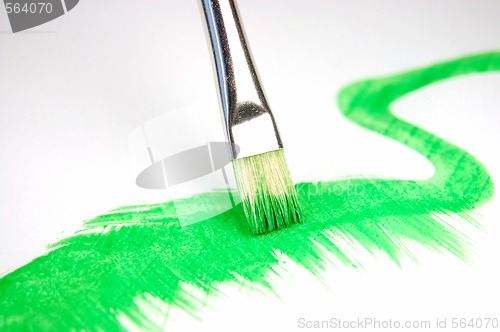 Image of paintbrush and painted brush stroke isolated 