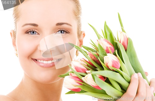 Image of happy woman with flowers