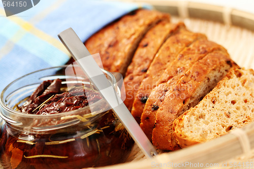 Image of bread with dry tomatoes