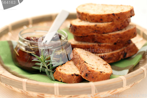Image of bread with dry tomatoes