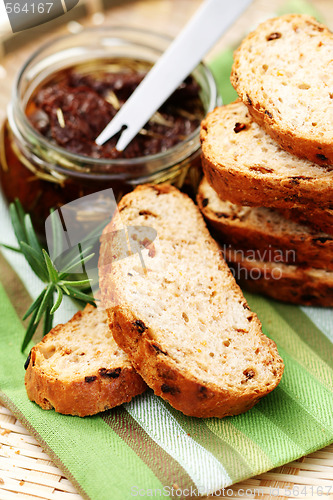 Image of bread with dry tomatoes