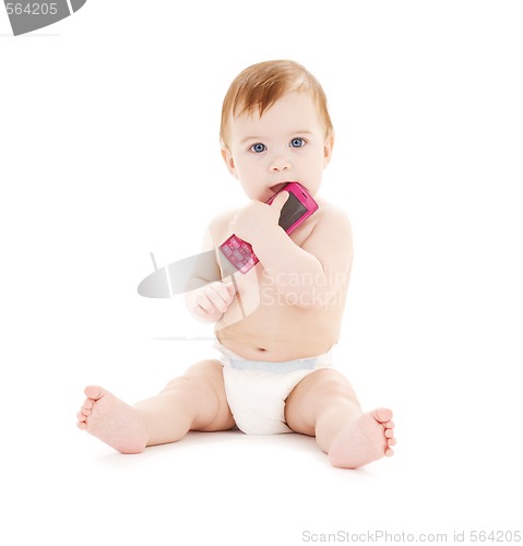 Image of baby with cell phone