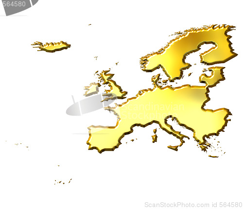 Image of Europe 3d Golden Map