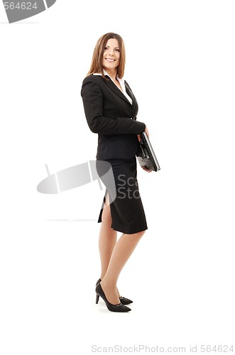 Image of businesswoman with laptop computer