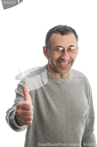 Image of middle age man smiling thumbs up