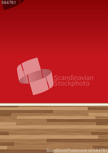 Image of wood floor wall red