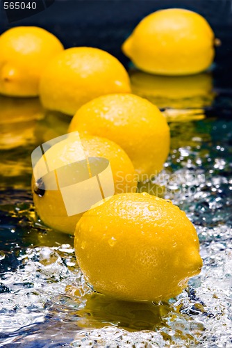 Image of lemons on thin layer of water