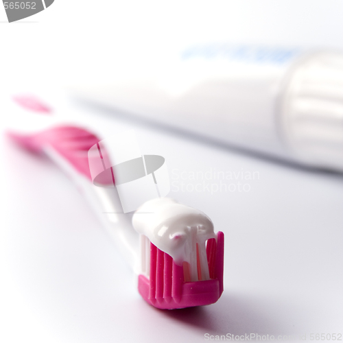 Image of toothpaste and toothbrush