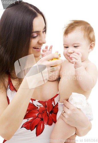 Image of baby boy in mother hands