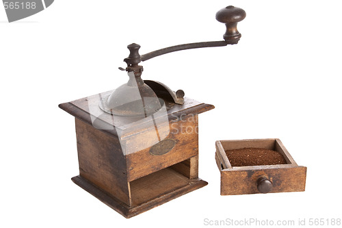 Image of Old manual Coffee Grinder machine wooden made