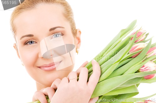 Image of happy woman with flowers