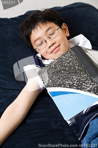 Image of Sleeping young student