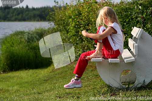 Image of Girl on  bench