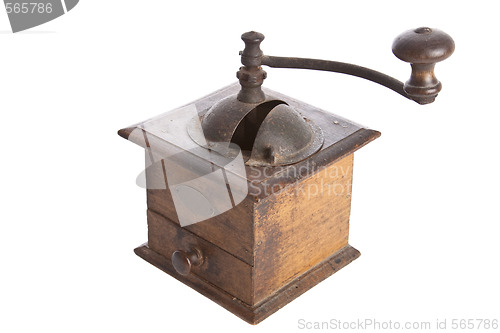 Image of Old manual Coffee Grinder machine wooden made