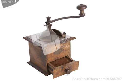 Image of Old manual Coffee Grinder machine wooden made