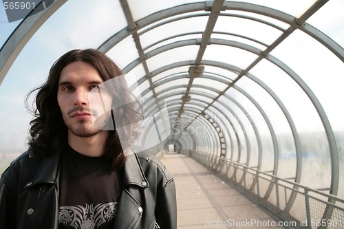 Image of man in concentric tunnel