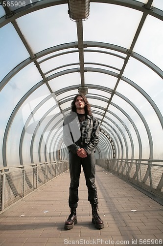 Image of man in glass tunnel