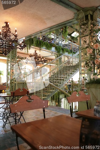 Image of open-work metallic stairway