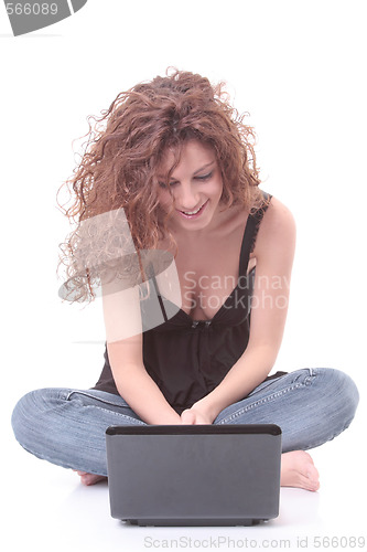 Image of young woman using laptop
