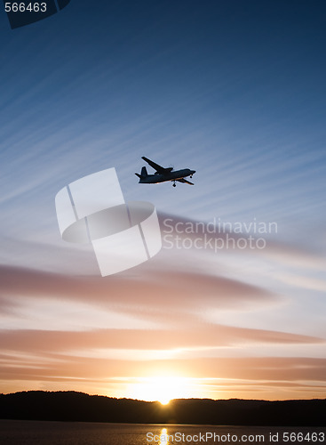Image of Airplane in sunset