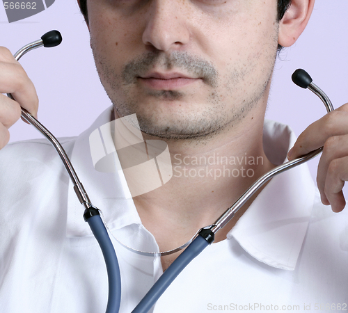 Image of Portrait of a young doctor with stethoscope.