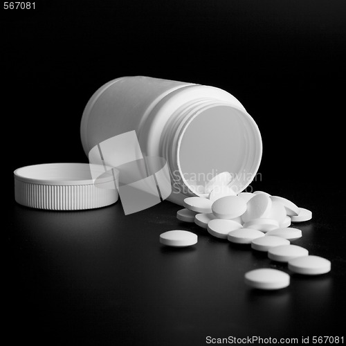 Image of bottle with white pills