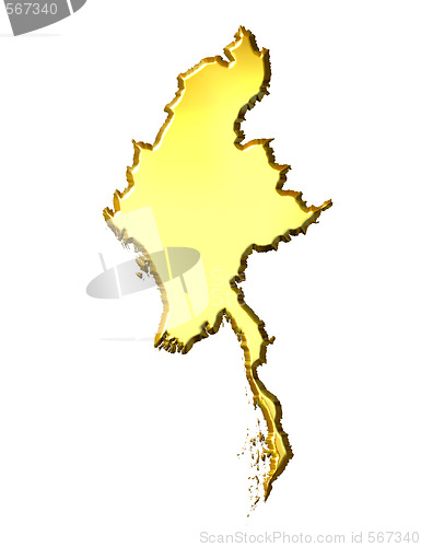 Image of Myanmar 3d Golden Map