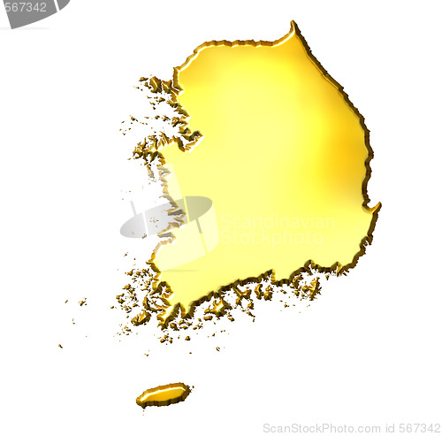 Image of South Korea 3d Golden Map