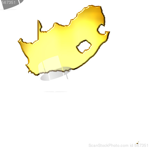 Image of South Africa 3d Golden Map