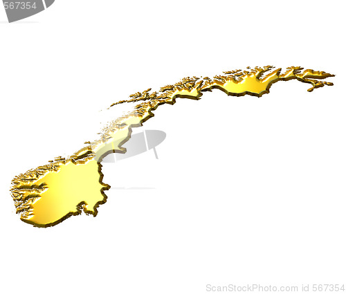 Image of Norway 3d Golden Map