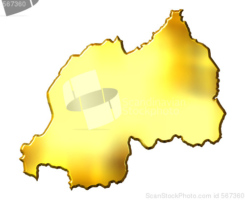 Image of Rwanda 3d Golden Map