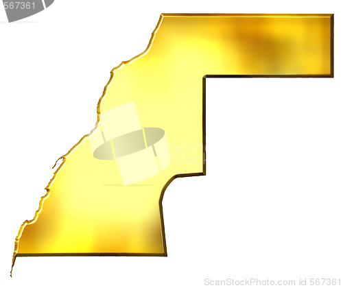 Image of Western Sahara 3d Golden Map