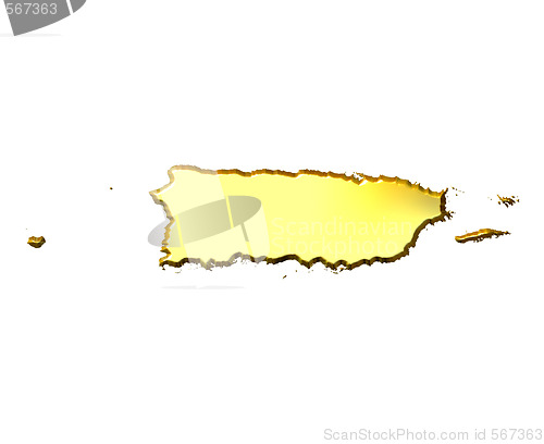 Image of Puerto Rico 3d Golden Map