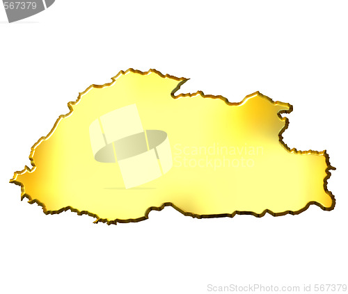 Image of Bhutan 3d Golden Map