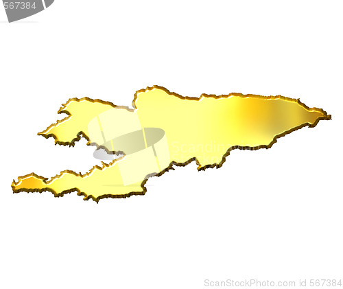 Image of Kyrgyzstan 3d Golden Map