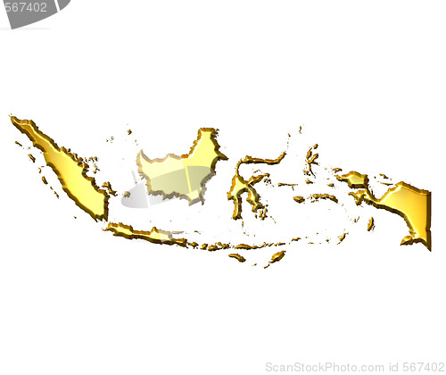 Image of Indonesia 3d Golden Map