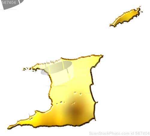 Image of Trinidad and Tobago 3d Golden Map