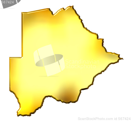 Image of Botswana 3d Golden Map