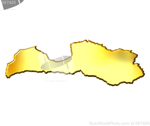 Image of Latvia 3d Golden Map