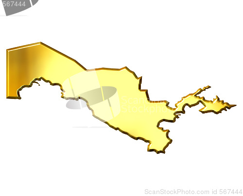 Image of Uzbekistan 3d Golden Map