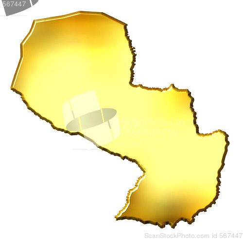 Image of Paraguay 3d Golden Map