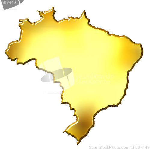 Image of Brazil 3d Golden Map