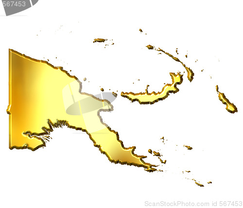 Image of Papua New Guinea 3d Golden Map