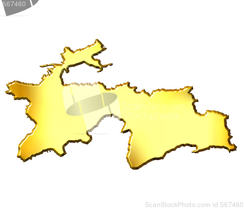 Image of Tajikistan 3d Golden Map