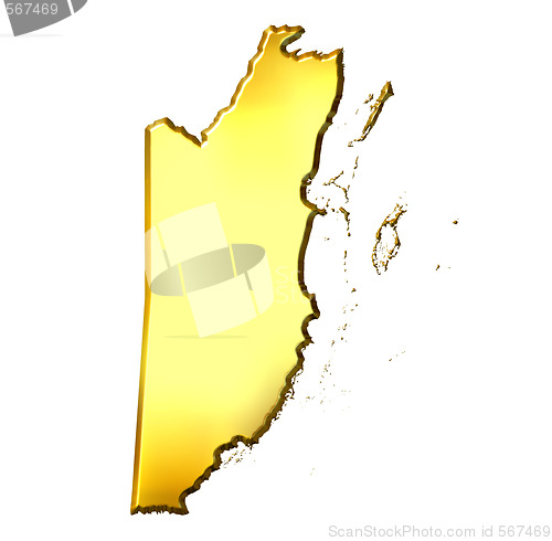 Image of Belize 3d Golden Map